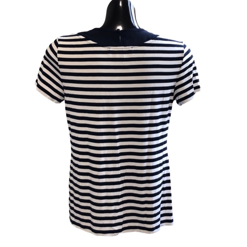 Tommy Hilfiger Nautical Short Sleeved Navy & White Striped Top, Size Medium - Picture 2 of 6